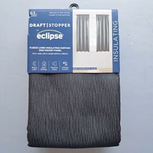 1pc 42"x63"‎ Draft Stopper Fleece Lined Curtain Rod Pocket Panel Black - Eclipse